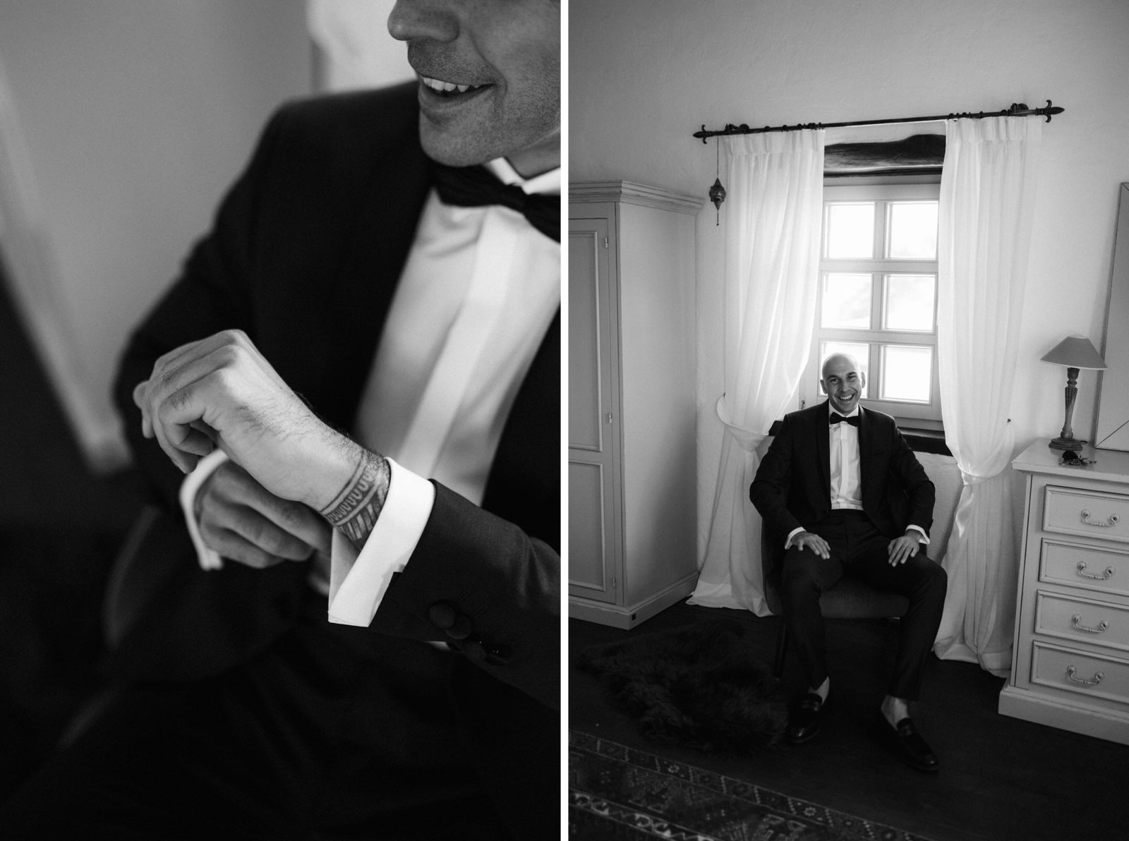 photography of a groom getting ready in a villa in Croatia
