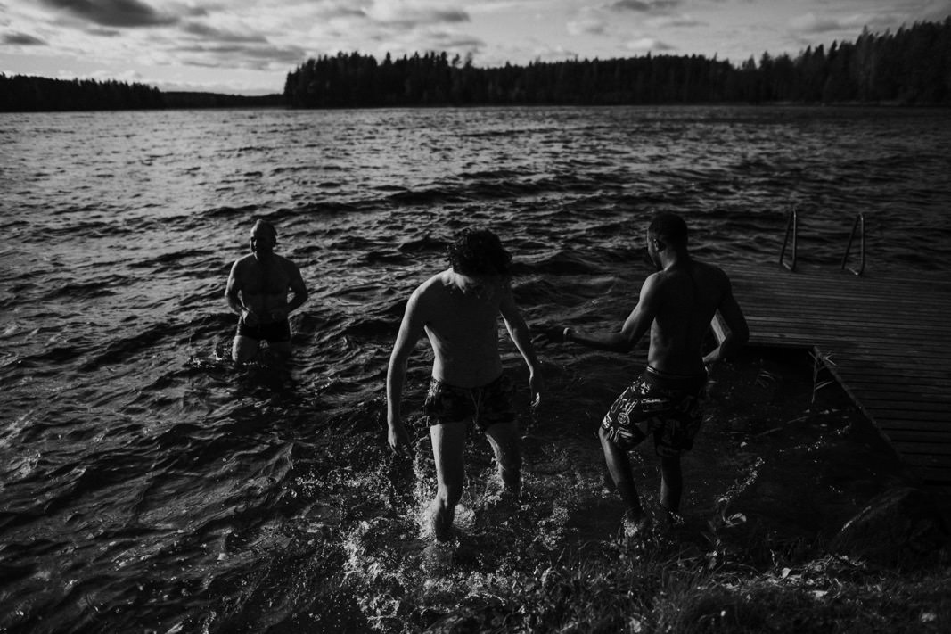 Finland lake swimming