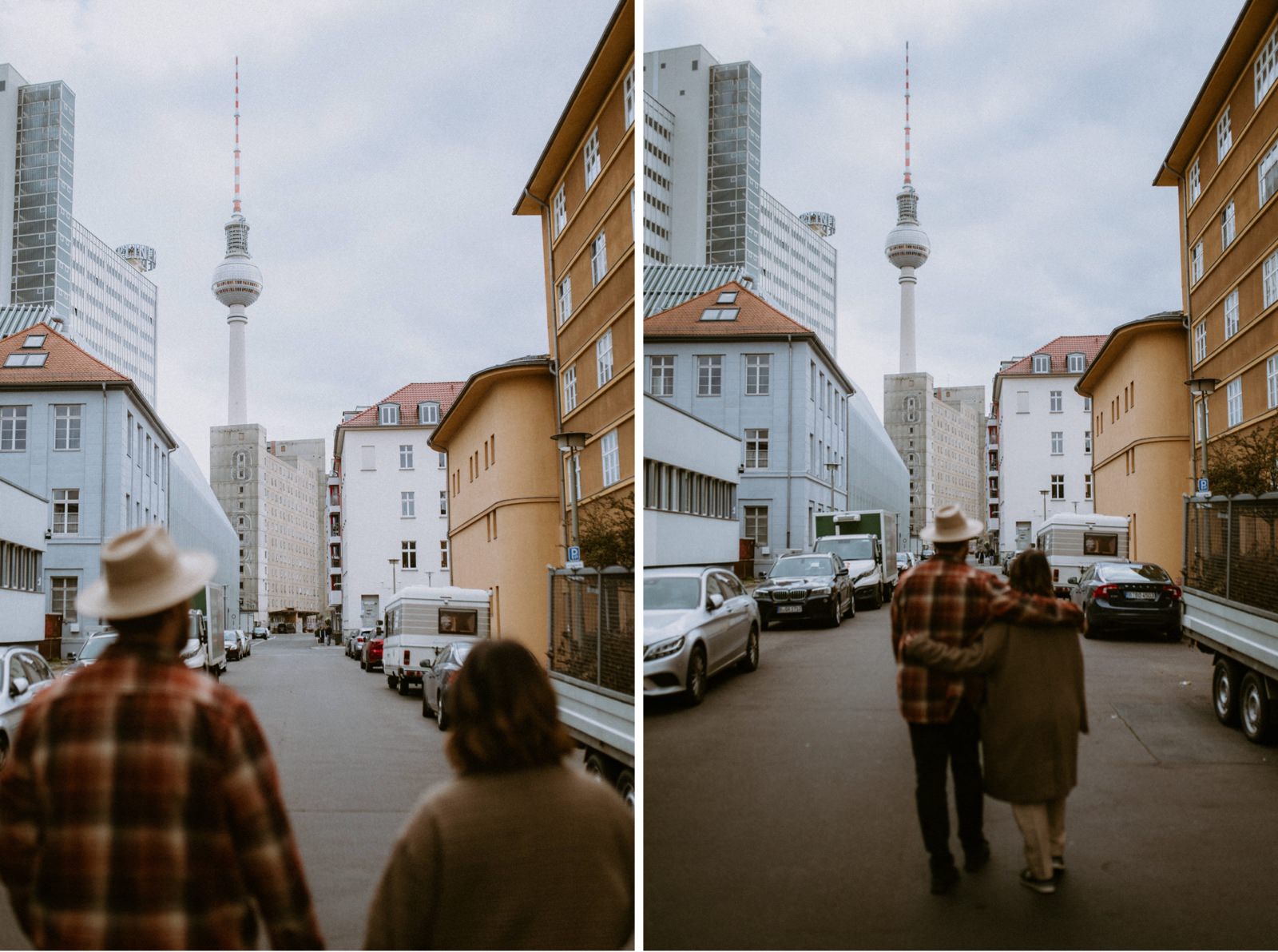 couple in love walking in the city center Berlin