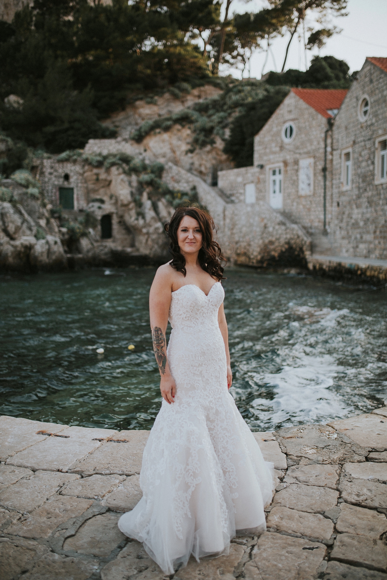 bride in beautiful Dubrovnik by the sea