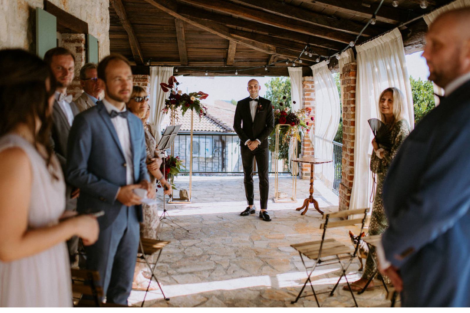 groom waiting for the bride in villa in Istria, Croatia