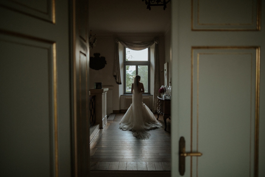 bride on her wedding day in Chateau Mcely Czech Republic