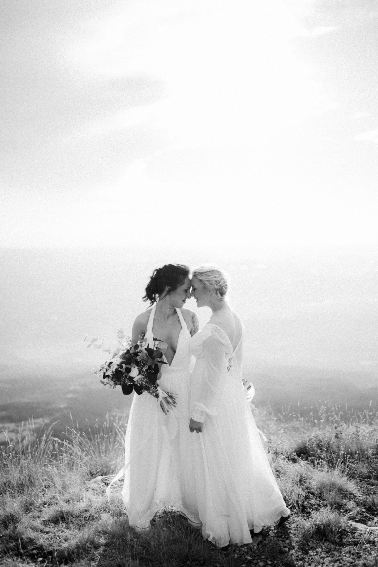 two brides being emotional on their elopement wedding day in Croatia