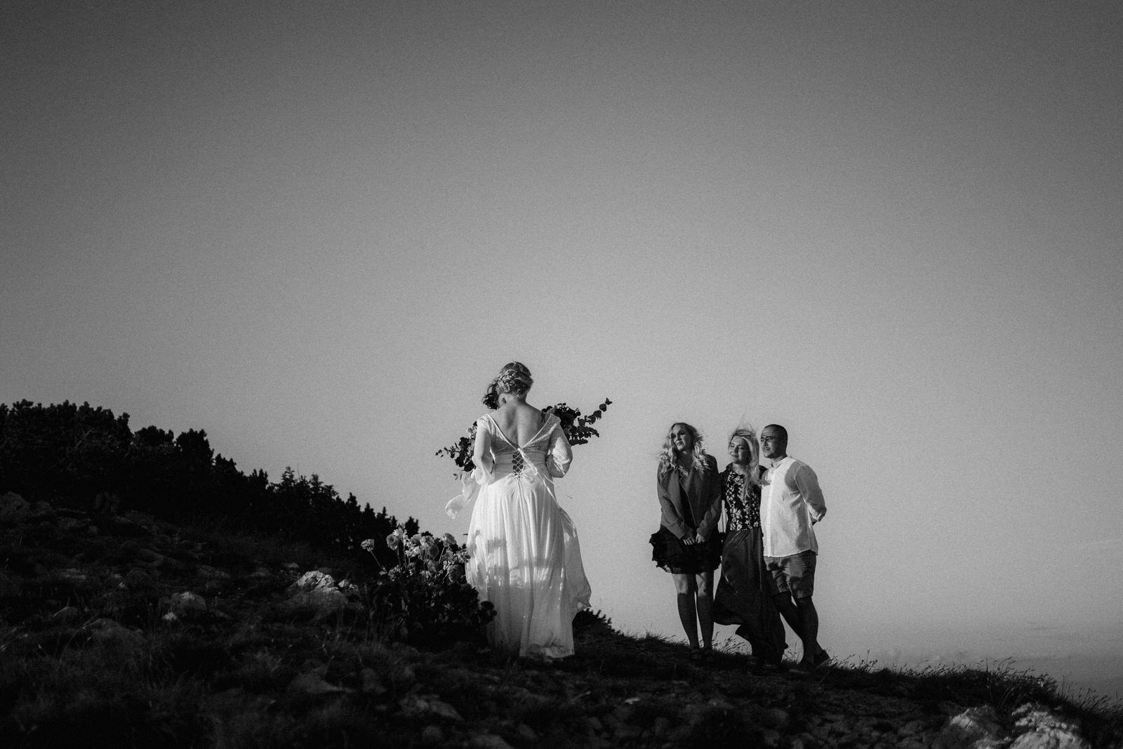 two brides exchanging vows on top of mountain Ucka in Croatia