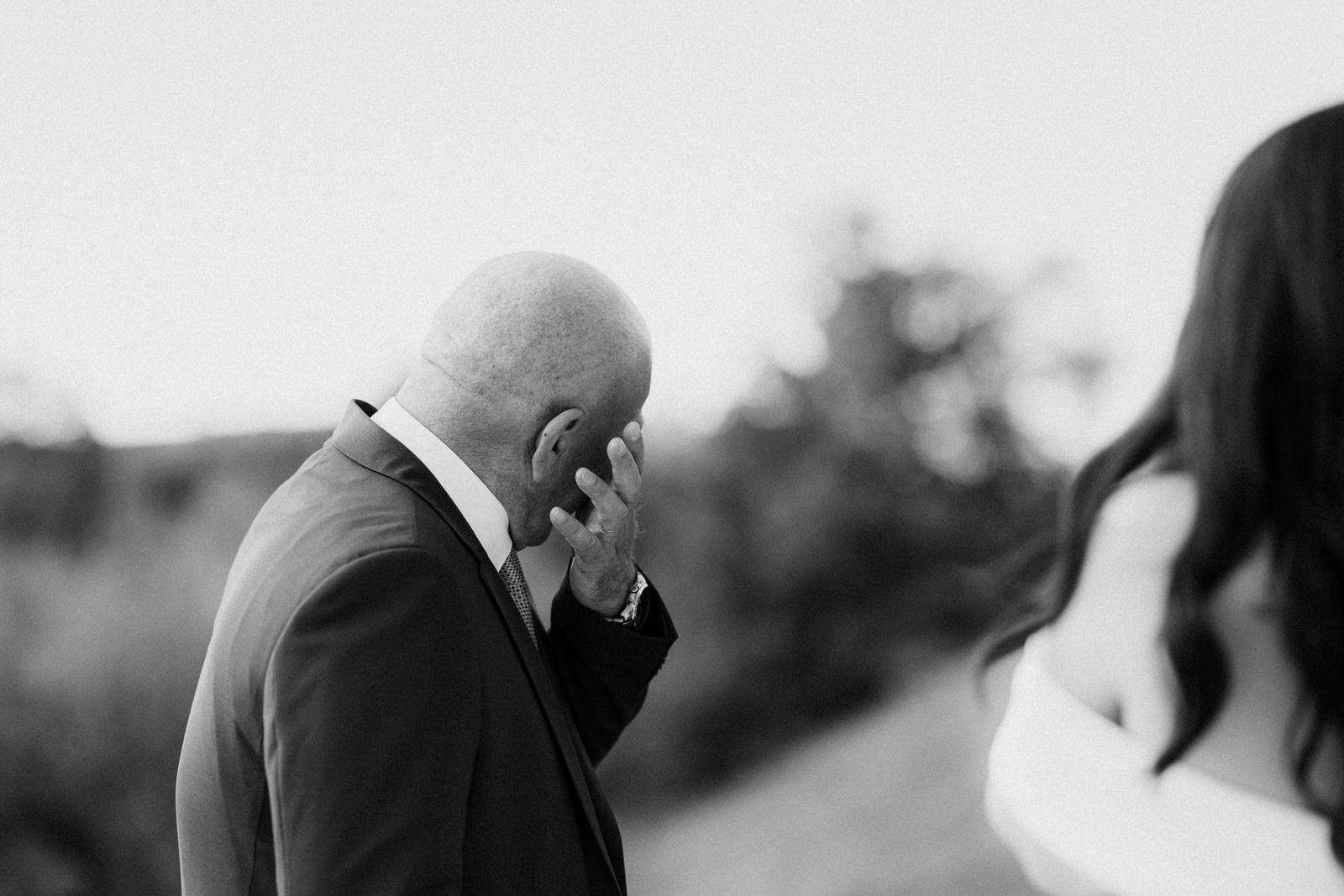 father daughter first look at San Canzian wedding in Croatia