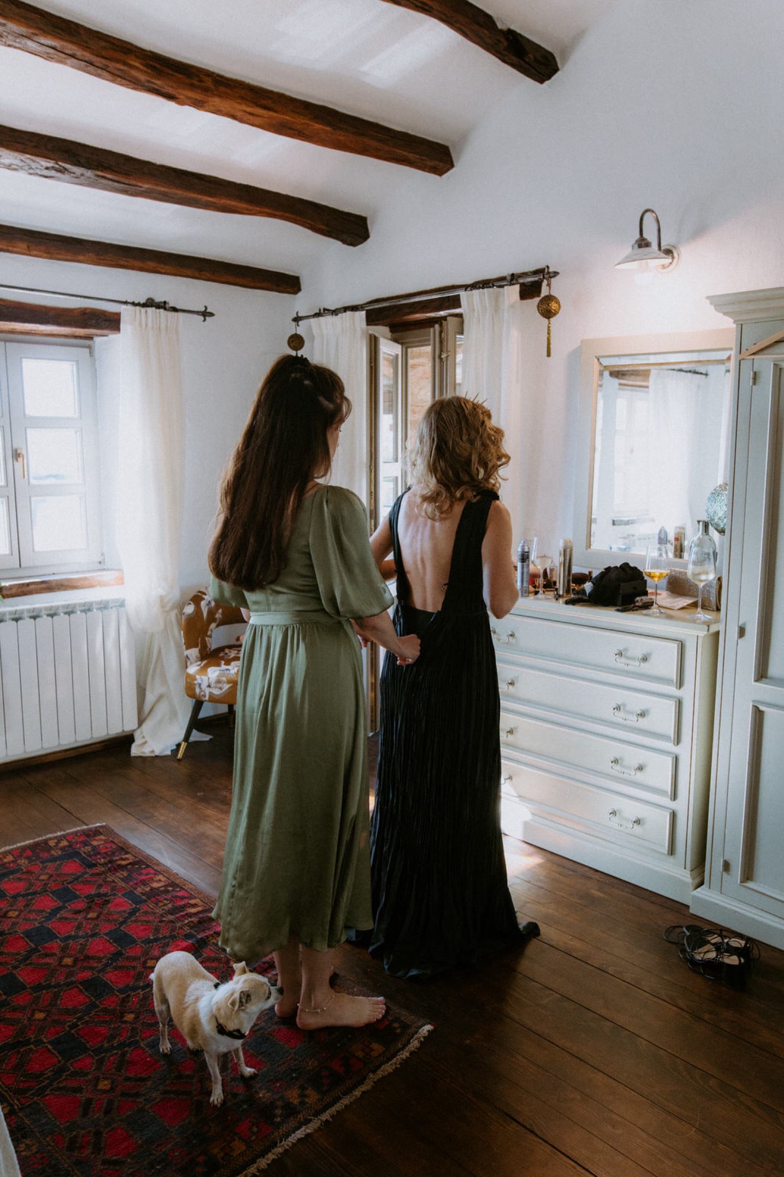 bride getting ready in a private villa in Istria, Croatia