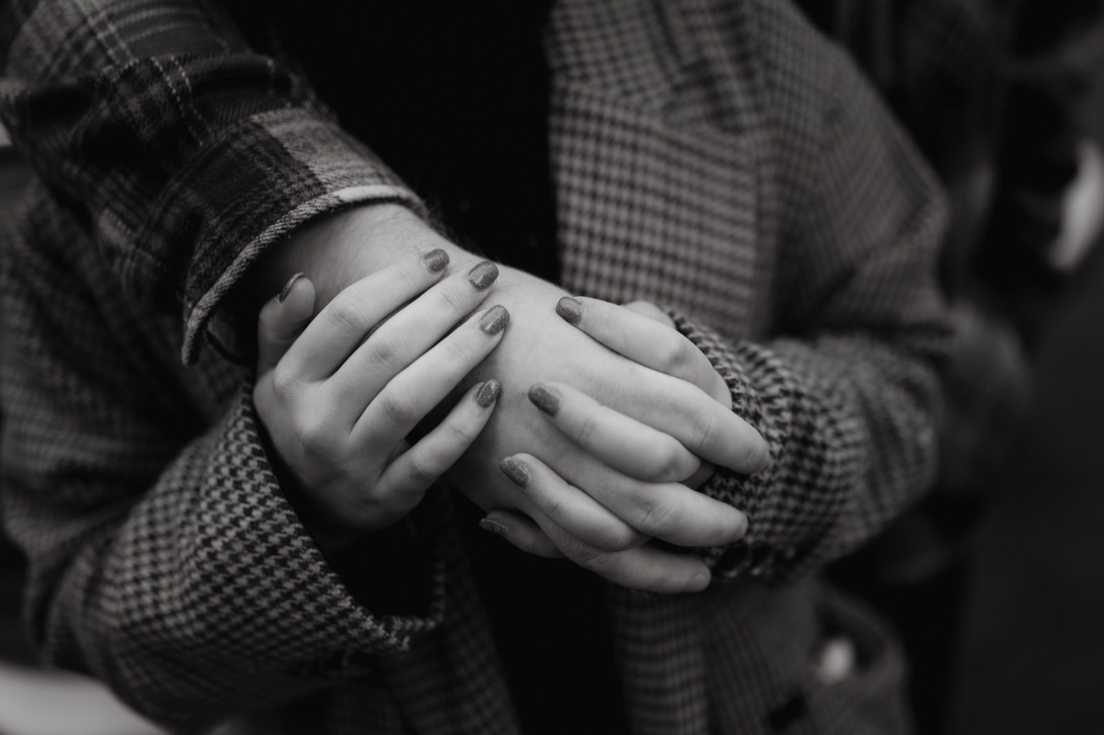 hands holding black and white photo