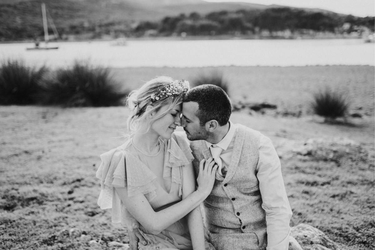 passion portrait of bride and groom