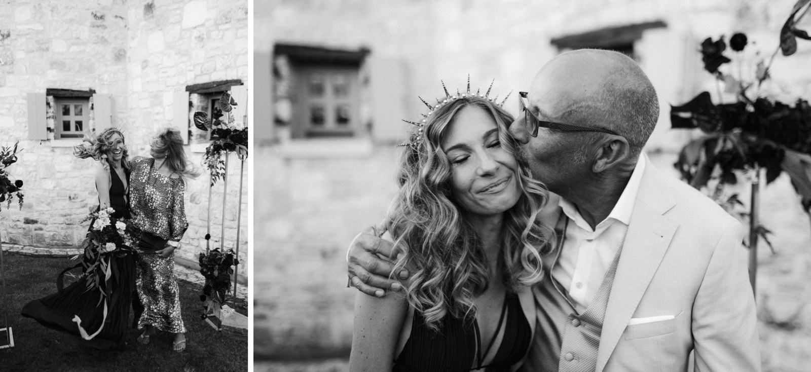 father mother daughter moment at a wedding in Istria Croatia