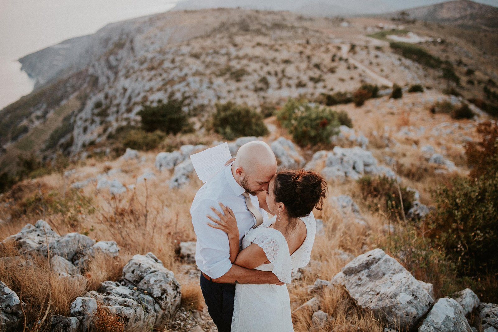 bride and groom exchanging vows on Sveti Nikola island Hvar