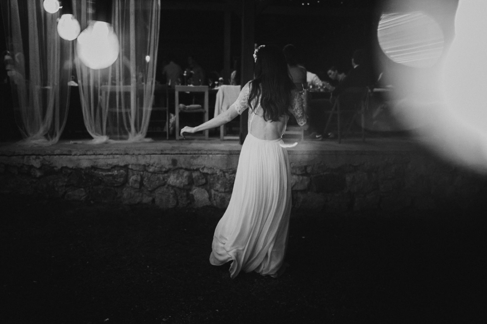 bride dancing in the forest