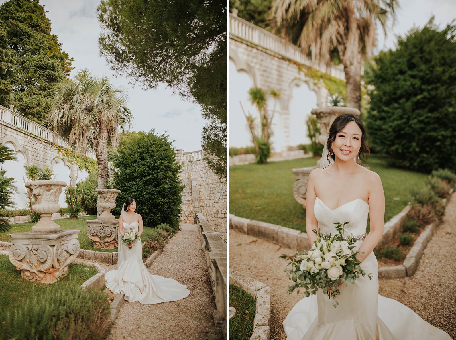 bride in the garden of Villa Sheherezade Dubrovnik