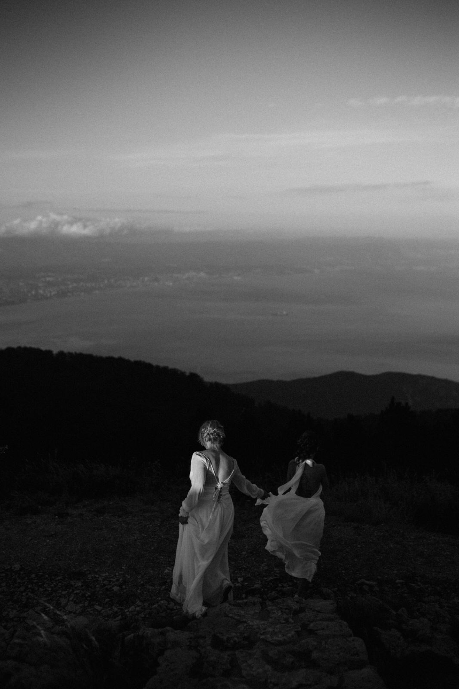 Lesbian adventurous elopement on top of a mountain in Croatia