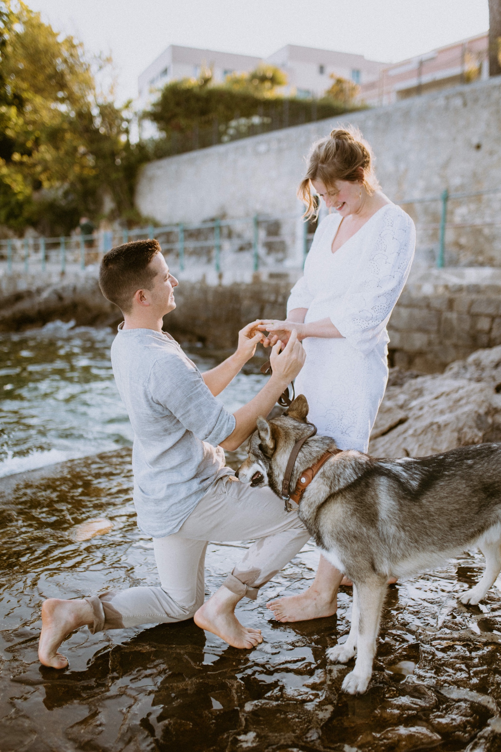 intimate proposal in coastal fishing village Volosko Croatia