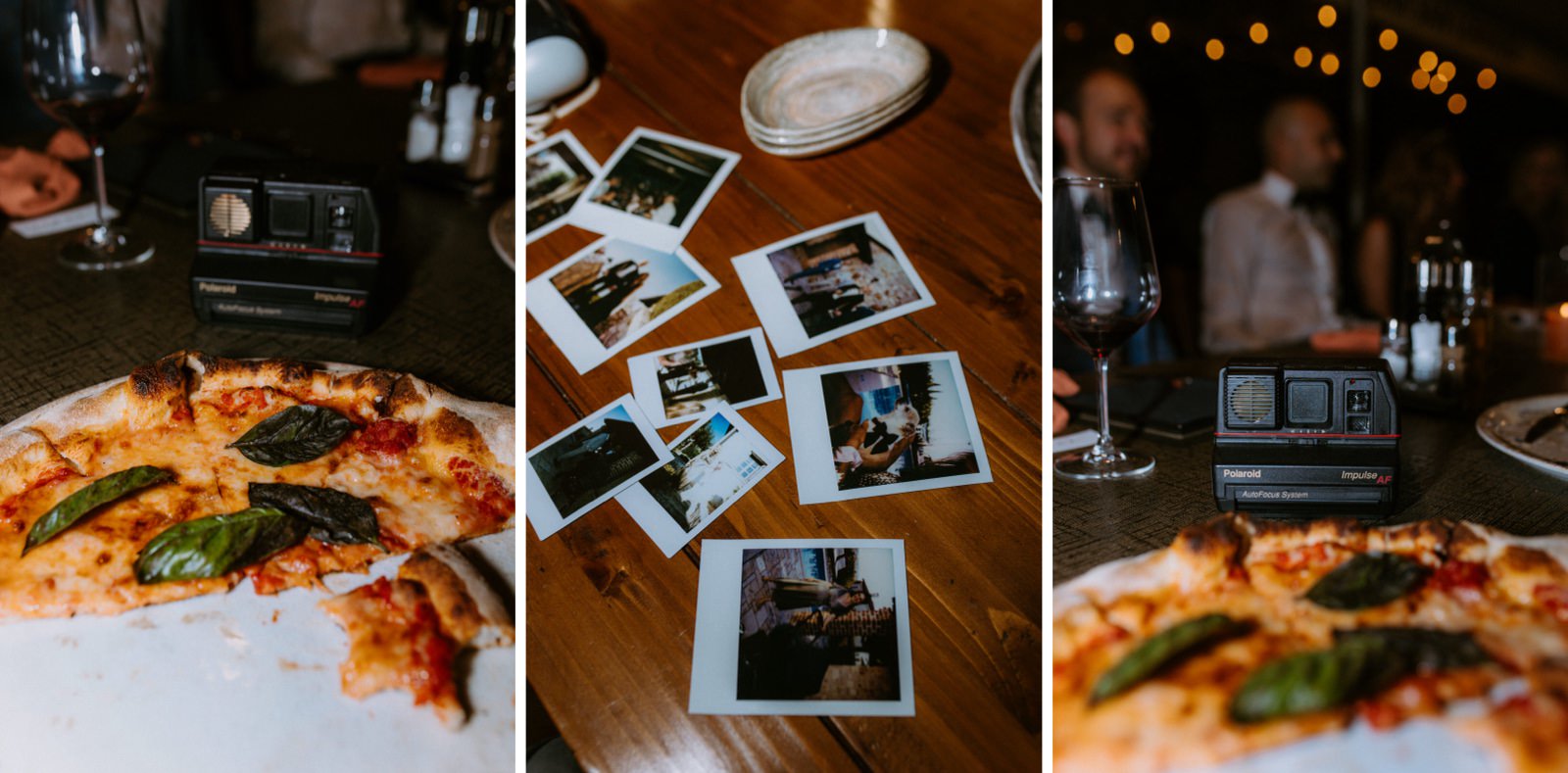 pizza and polaroid details from a wedding in Croatia